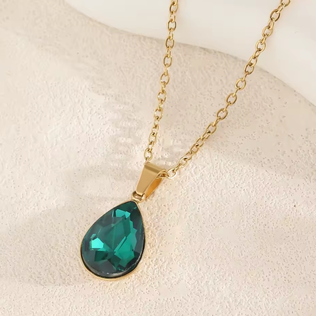 18 Kt Gold Over Titanium Emerald Necklace
